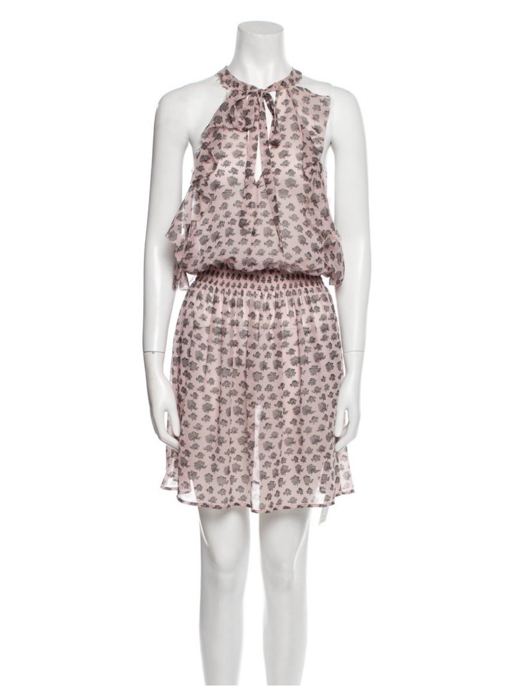 Rebecca Minkoff Blush Pink Printed Chiffon Halter Dress - size small